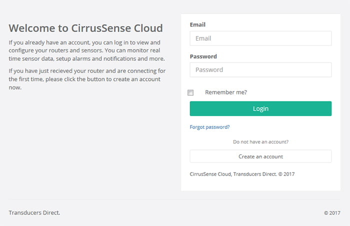 CirrusSense Cloud Homepage