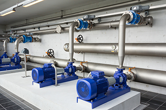 Modern water pumps in a water plant in Denmark station